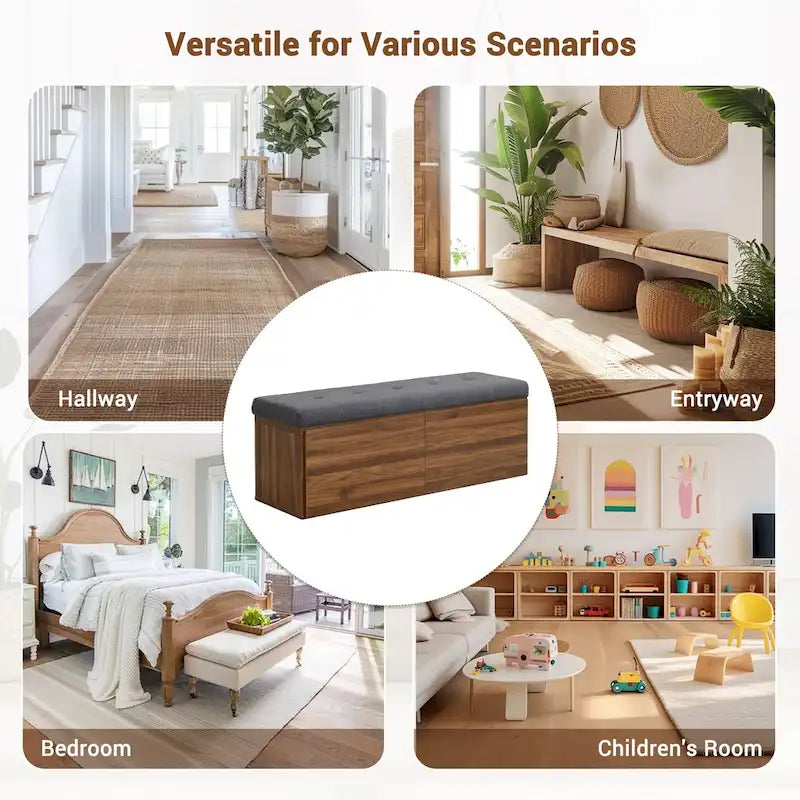Meuble d'entrée avec banc à chaussures, armoire à chaussures avec coussin et doubles portes