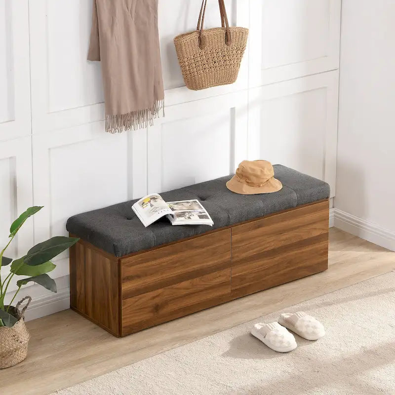 Meuble d'entrée avec banc à chaussures, armoire à chaussures avec coussin et doubles portes