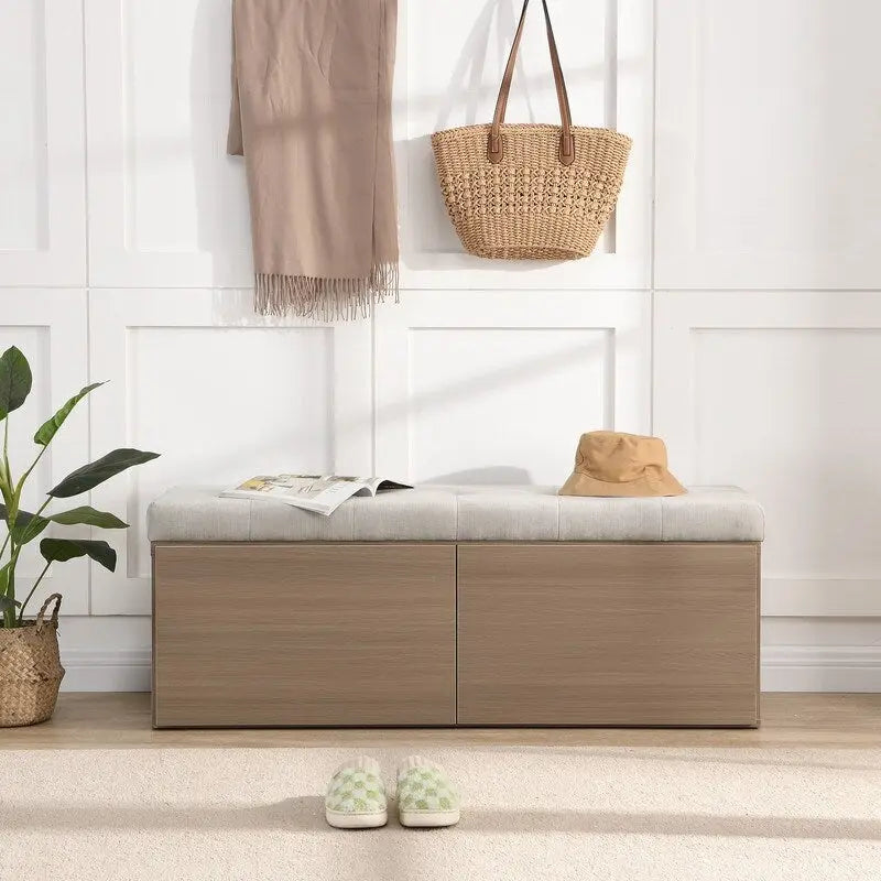 Meuble d'entrée avec banc à chaussures, armoire à chaussures avec coussin et doubles portes