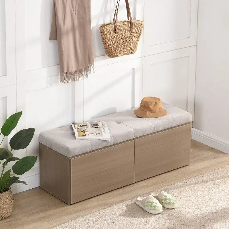 Meuble d'entrée avec banc à chaussures, armoire à chaussures avec coussin et doubles portes