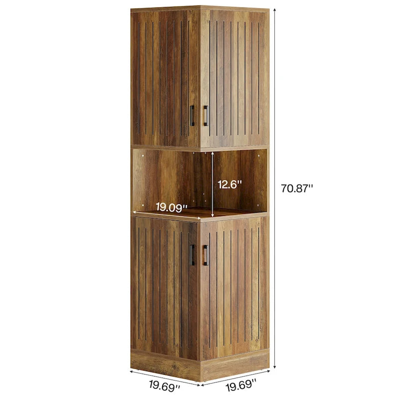 Armoire d'angle haute avec portes et 5 étagères de rangement de 50 x 50 x 180 cm