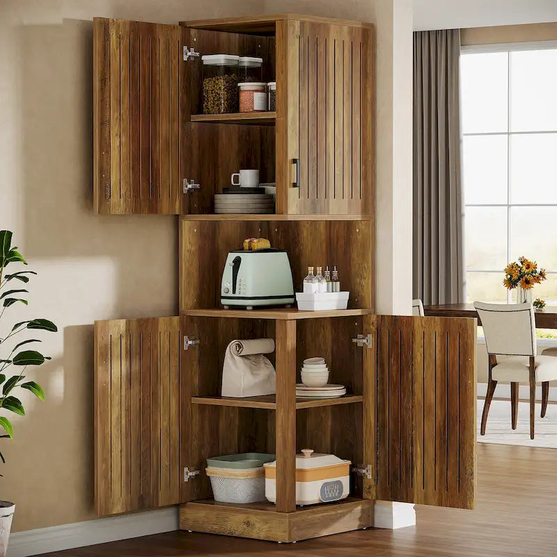Armoire d'angle haute avec portes et 5 étagères de rangement de 50 x 50 x 180 cm