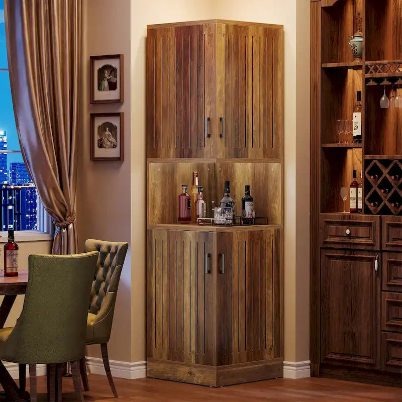 Armoire d'angle haute avec portes et 5 étagères de rangement de 50 x 50 x 180 cm