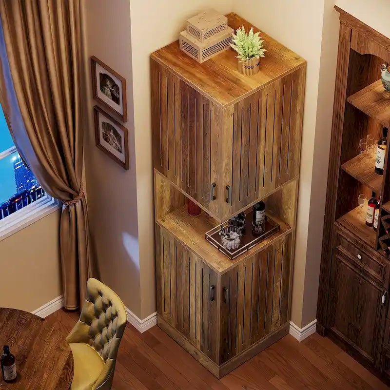 Armoire d'angle haute avec portes et 5 étagères de rangement de 50 x 50 x 180 cm