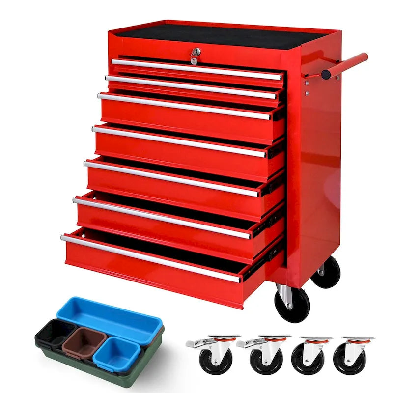 Rolling Tool Chest, Tool Chest with 7 Drawers & Wheels