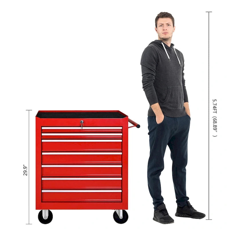Servante d'atelier à roulettes, Servante à outils avec 7 tiroirs et roulettes