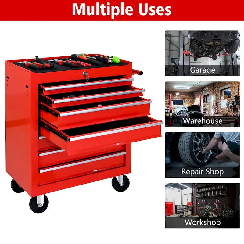 Servante d'atelier à roulettes, Servante à outils avec 7 tiroirs et roulettes