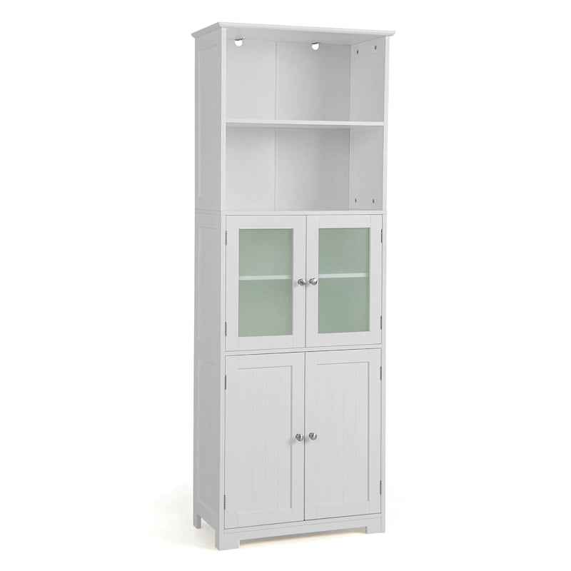 Armoire de rangement haute de salle de bain Tour à linge avec porte vitrée &