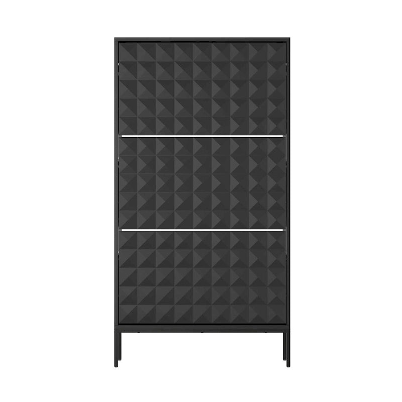 Meuble de rangement pour chaussures noir contemporain avec étagères escamotables dissimulées Organisateur vertical