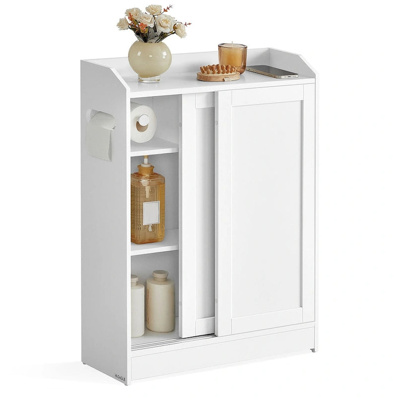 Bathroom Cabinet with Smooth Sliding Doors and Adjustable Shelves Perfect for Bathroom Assesories - 23.6L x 7.9W x 31.5H