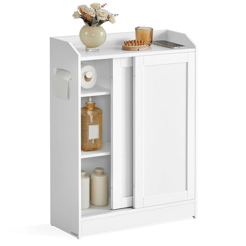 Bathroom Cabinet with Smooth Sliding Doors and Adjustable Shelves Perfect for Bathroom Assesories - 23.6L x 7.9W x 31.5H
