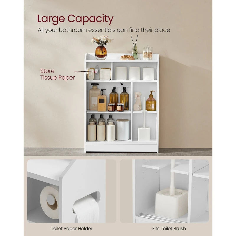 Meuble de salle de bain avec portes coulissantes fluides et étagères réglables, parfait pour les accessoires de salle de bain - 60L x 20l x 80H cm