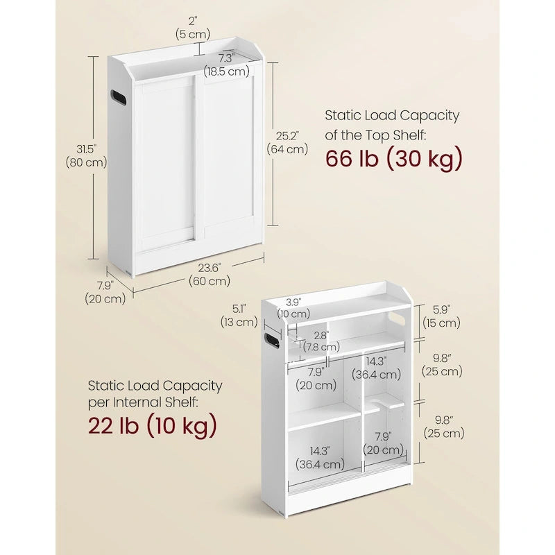 Meuble de salle de bain avec portes coulissantes fluides et étagères réglables, parfait pour les accessoires de salle de bain - 60L x 20l x 80H cm