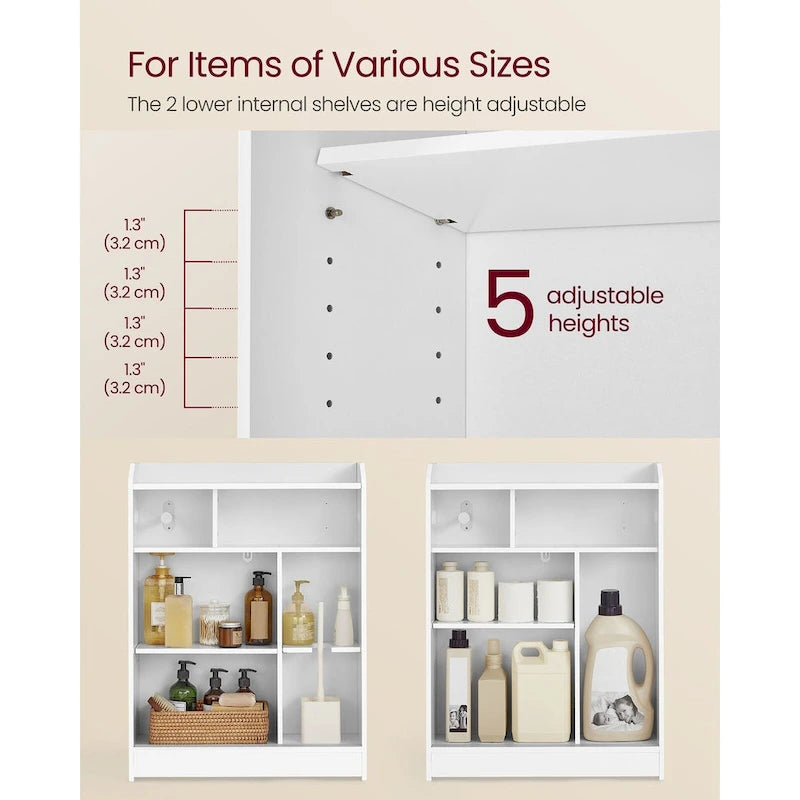 Meuble de salle de bain avec portes coulissantes fluides et étagères réglables, parfait pour les accessoires de salle de bain - 60L x 20l x 80H cm