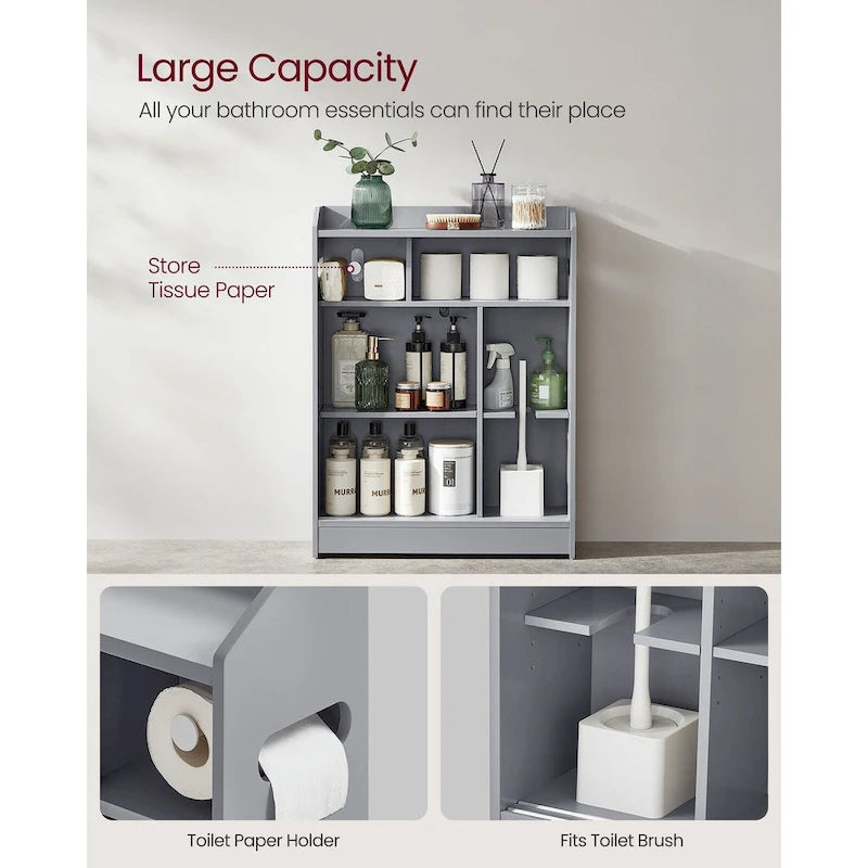 Meuble de salle de bain avec portes coulissantes fluides et étagères réglables, parfait pour les accessoires de salle de bain - 60L x 20l x 80H cm