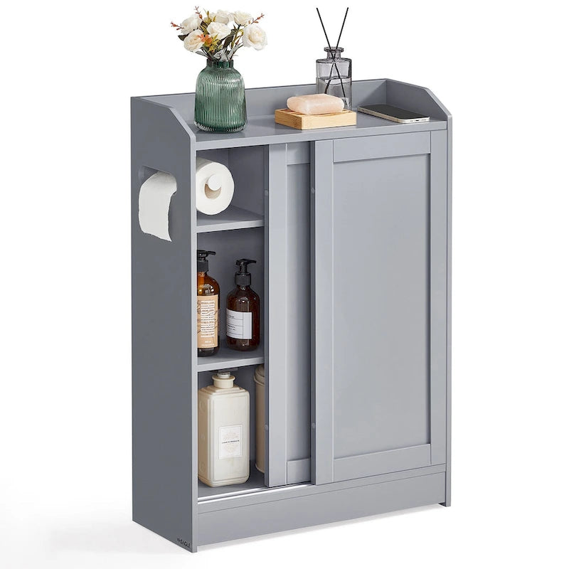 Meuble de salle de bain avec portes coulissantes fluides et étagères réglables, parfait pour les accessoires de salle de bain - 60L x 20l x 80H cm