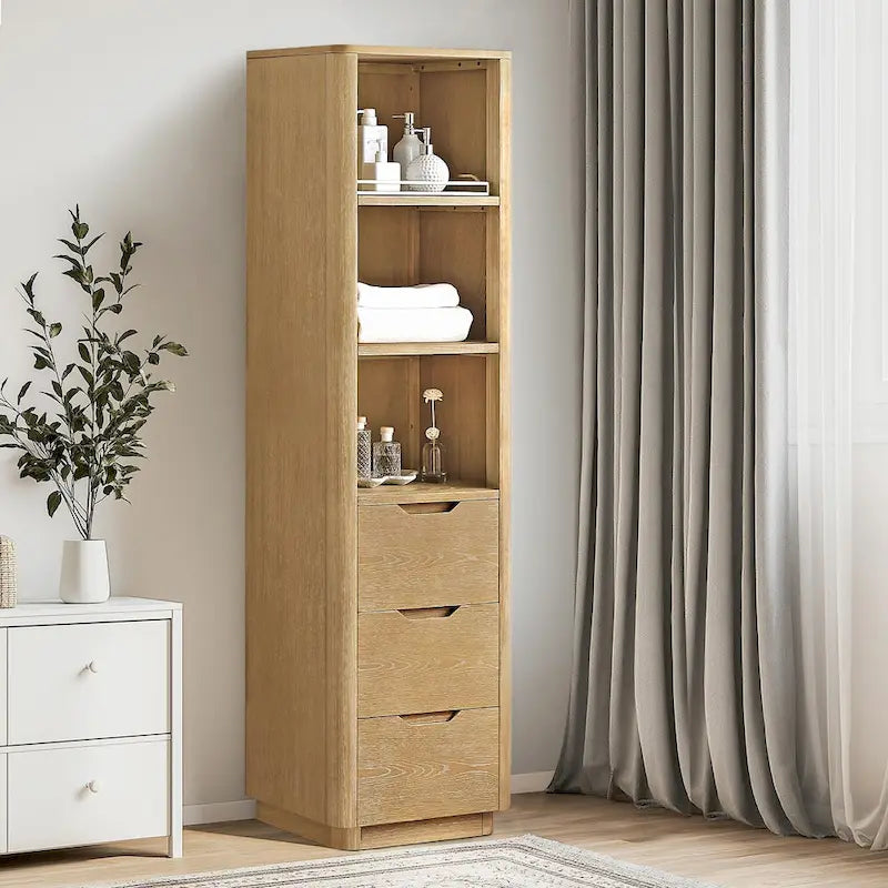 Colonne de salle de bain autoportante en bois