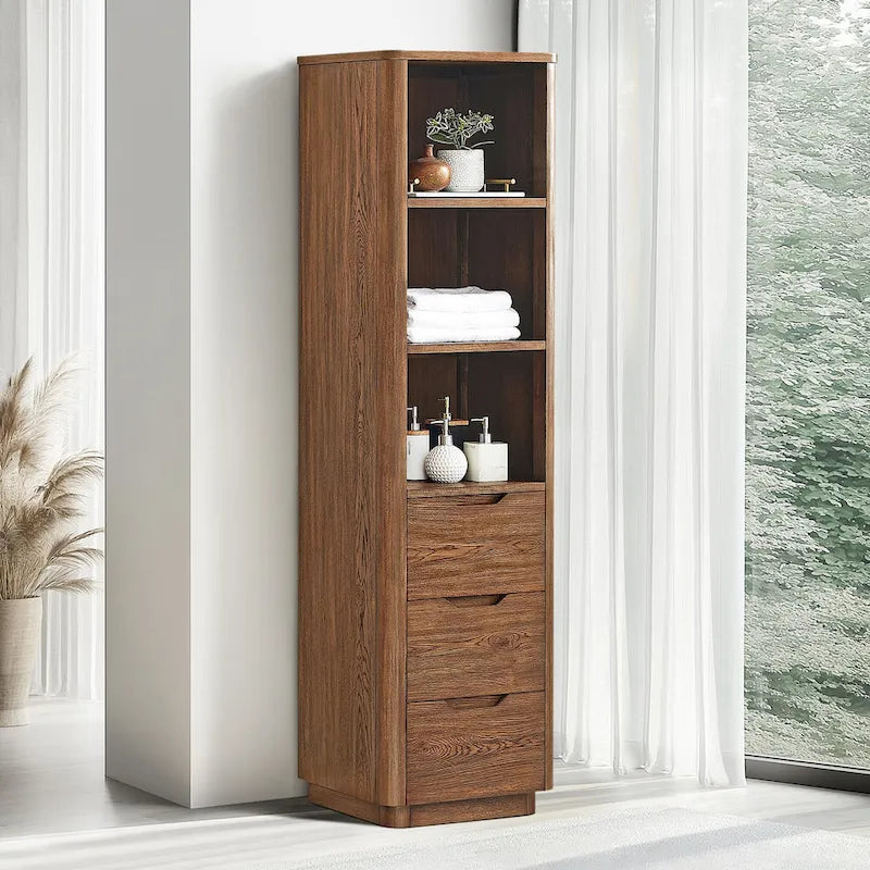 Colonne de salle de bain autoportante en bois