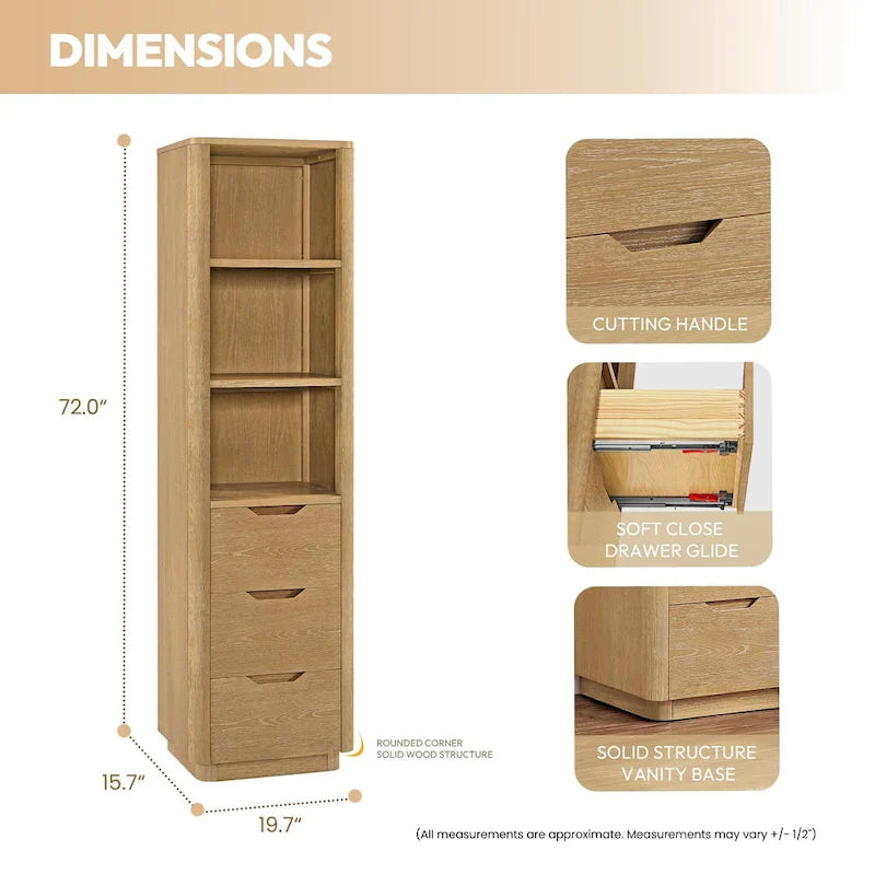 Colonne de salle de bain autoportante en bois