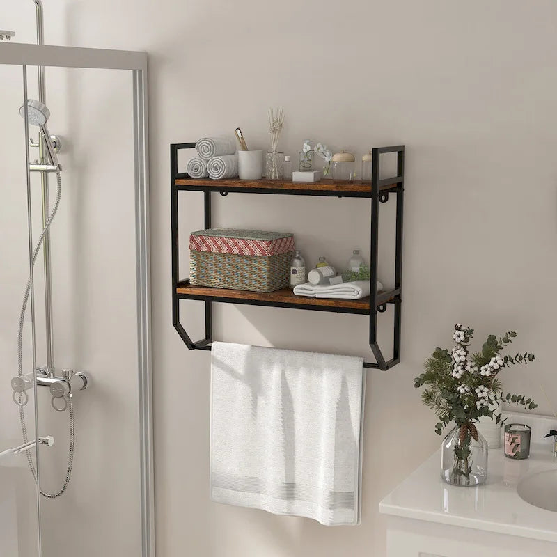 Étagère de salle de bain murale industrielle 2 niveaux