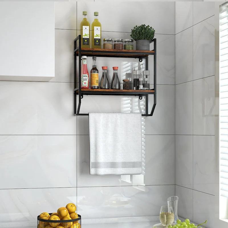 Étagère de salle de bain murale industrielle 2 niveaux