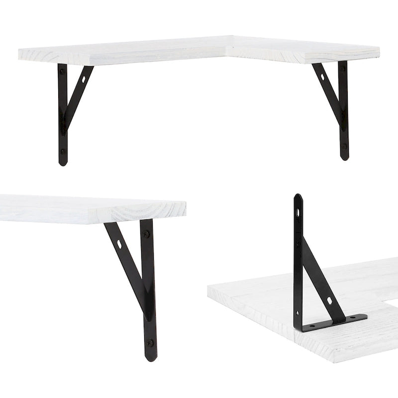 Étagères flottantes en bois (lot de 2), étagères murales pour salle de bain, chambre, salon et cuisine, décoration murale 40 x 29 cm