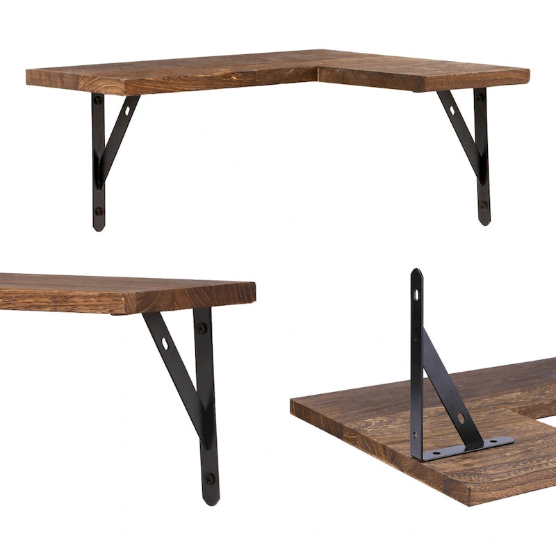 Étagères flottantes en bois (lot de 2), étagères murales pour salle de bain, chambre, salon et cuisine, décoration murale 40 x 29 cm