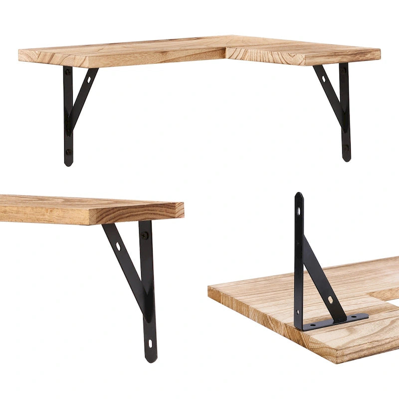 Étagères flottantes en bois (lot de 2), étagères murales pour salle de bain, chambre, salon et cuisine, décoration murale 40 x 29 cm