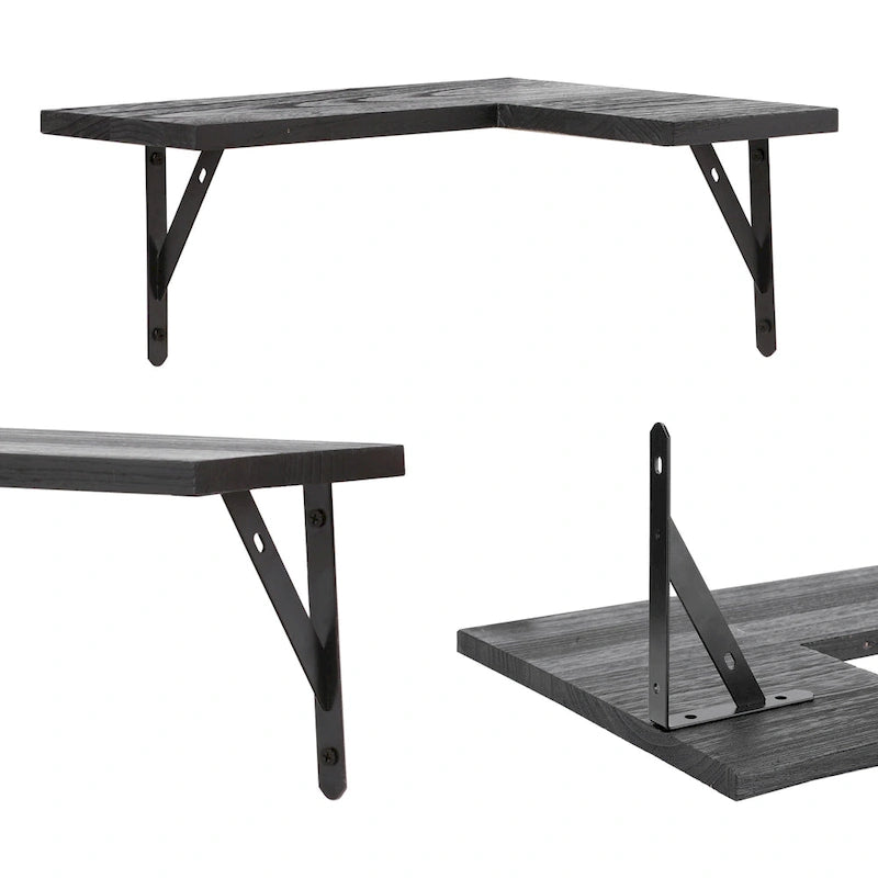 Étagères flottantes en bois (lot de 2), étagères murales pour salle de bain, chambre, salon et cuisine, décoration murale 40 x 29 cm