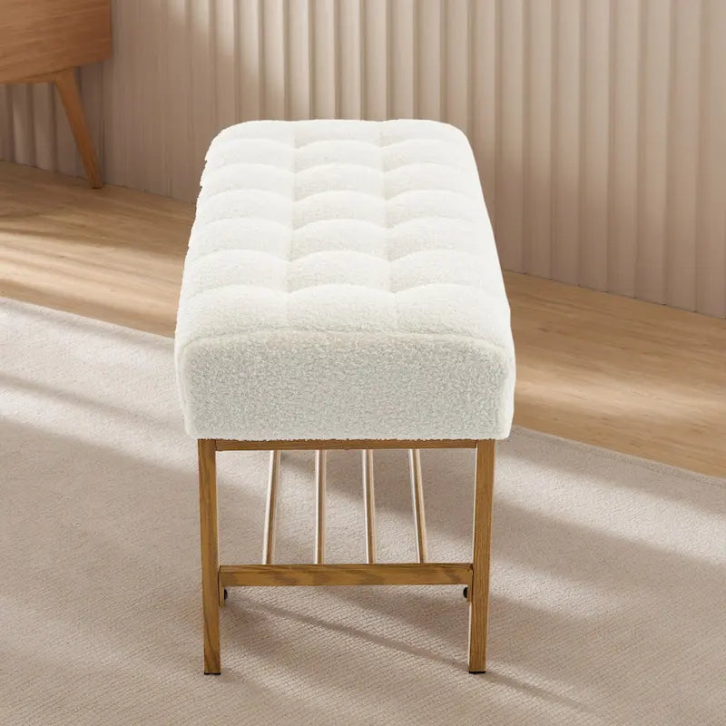 Banc à chaussures de rangement pour entrée, banc de rangement moderne rembourré avec étagère