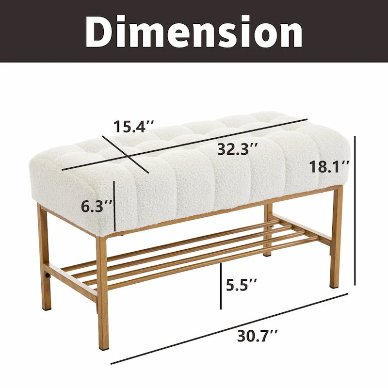 Banc à chaussures de rangement pour entrée, banc de rangement moderne rembourré avec étagère