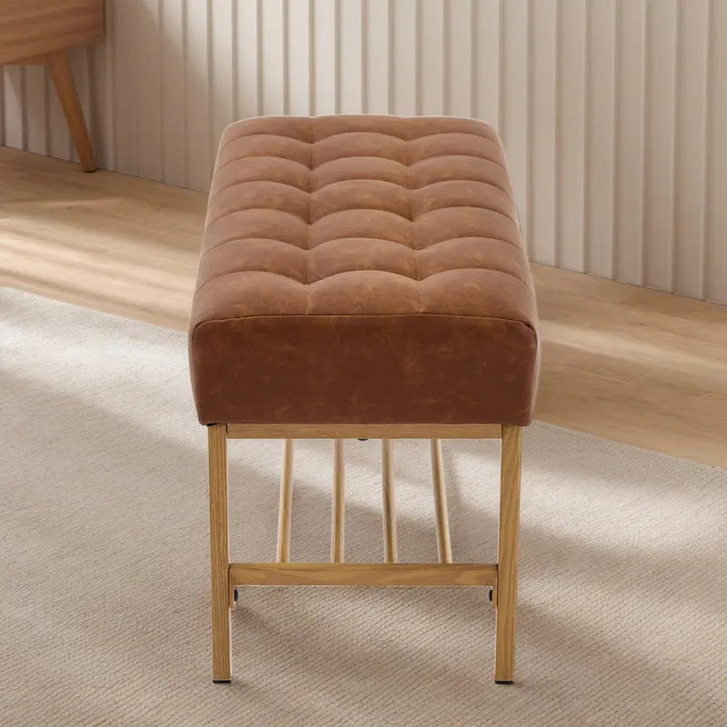 Banc à chaussures de rangement pour entrée, banc de rangement moderne rembourré avec étagère