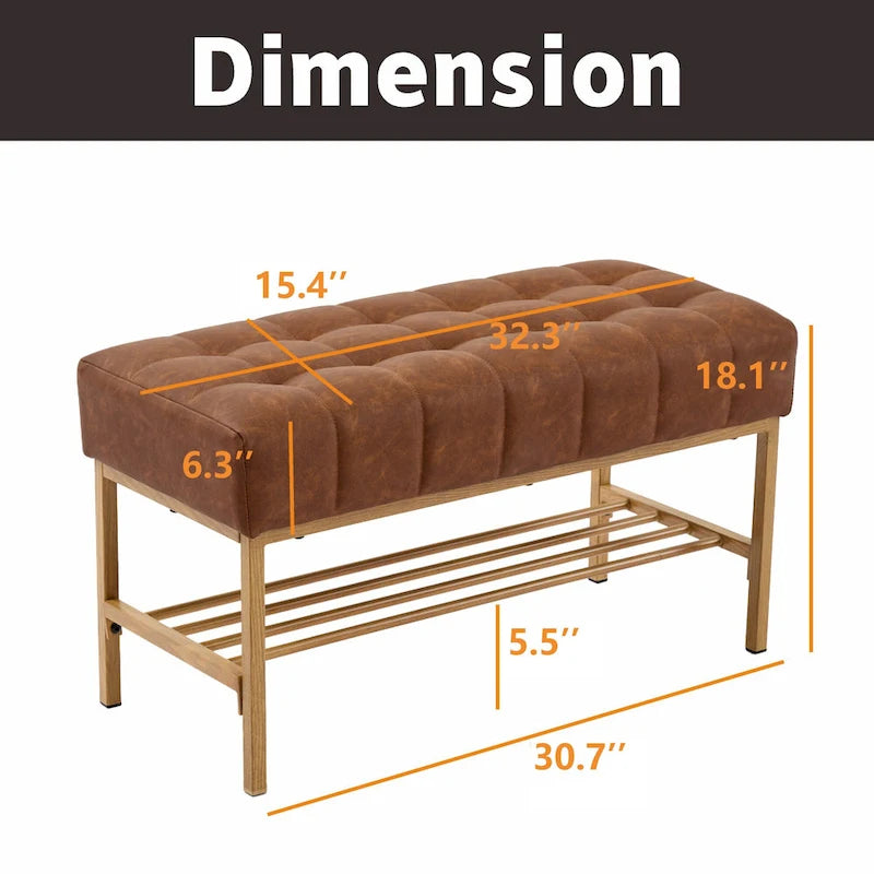 Banc à chaussures de rangement pour entrée, banc de rangement moderne rembourré avec étagère