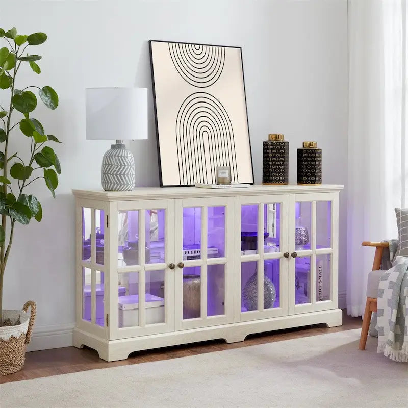 Vitrine d'exposition LED antique avec 4 portes en treillis en verre