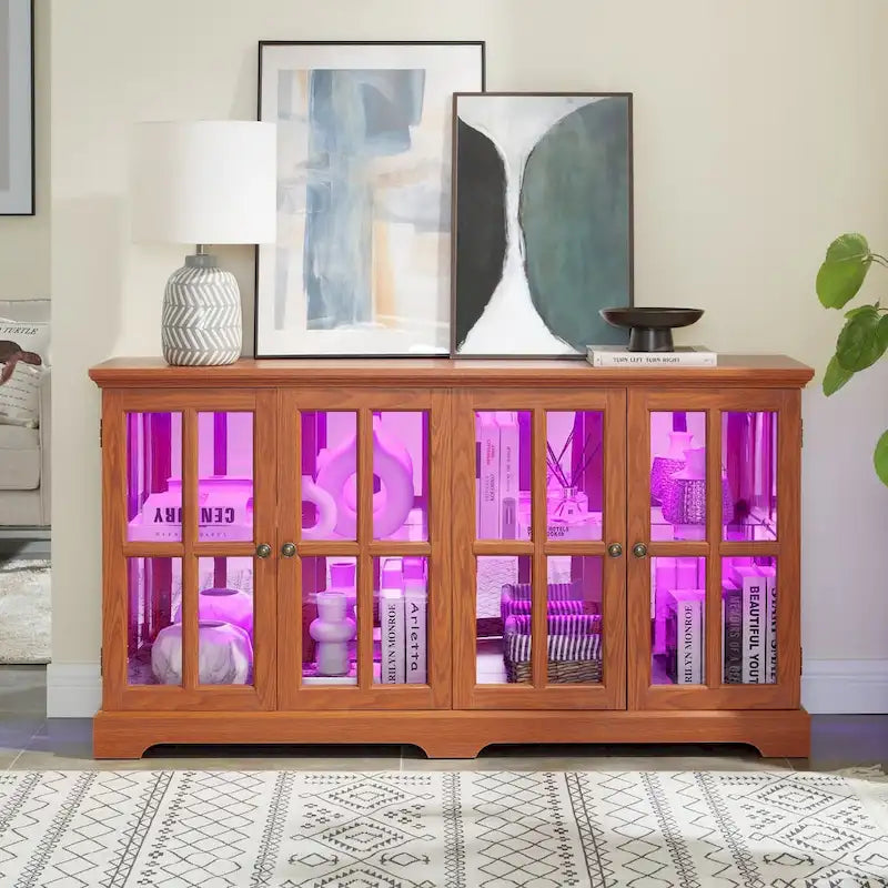 Vitrine d'exposition LED antique avec 4 portes en treillis en verre
