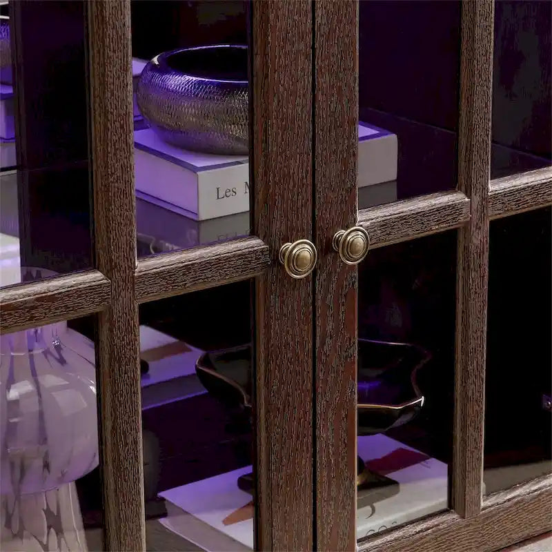 Vitrine d'exposition LED antique avec 4 portes en treillis en verre