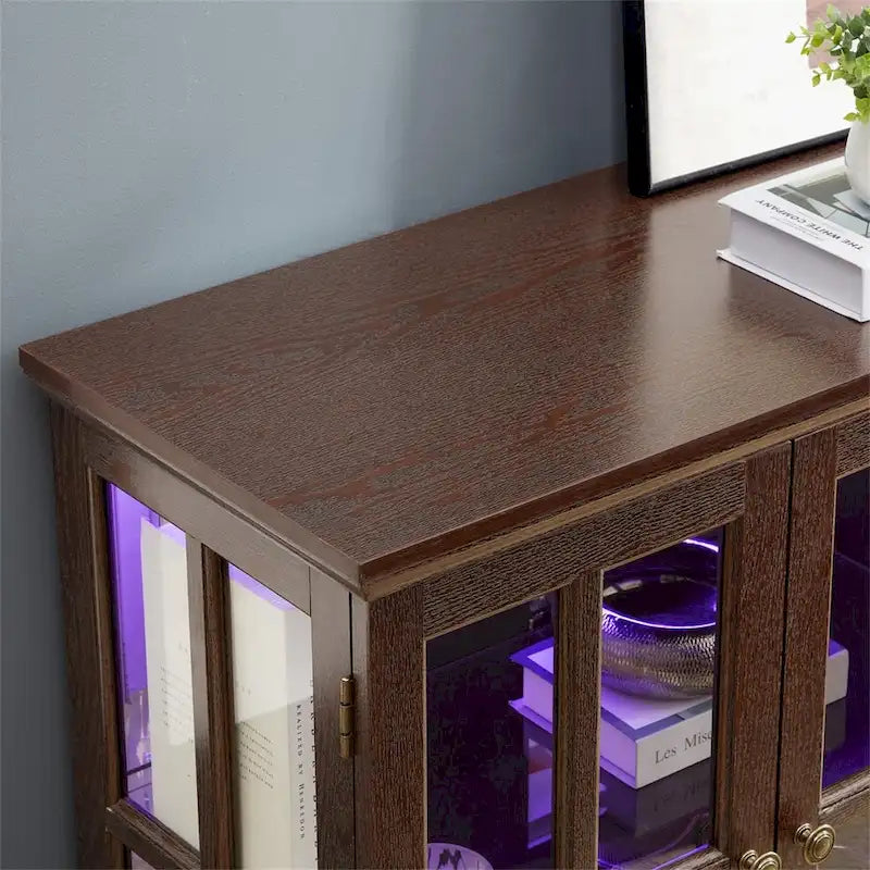 Vitrine d'exposition LED antique avec 4 portes en treillis en verre