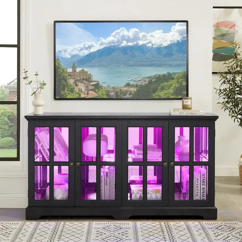 Vitrine d'exposition LED antique avec 4 portes en treillis en verre