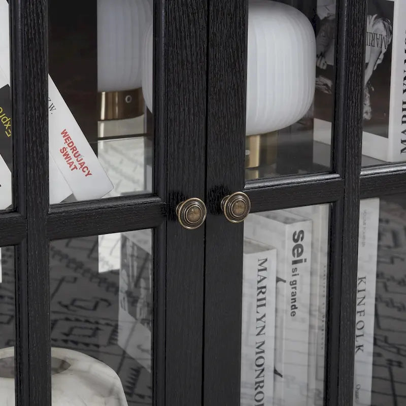 Vitrine d'exposition LED antique avec 4 portes en treillis en verre