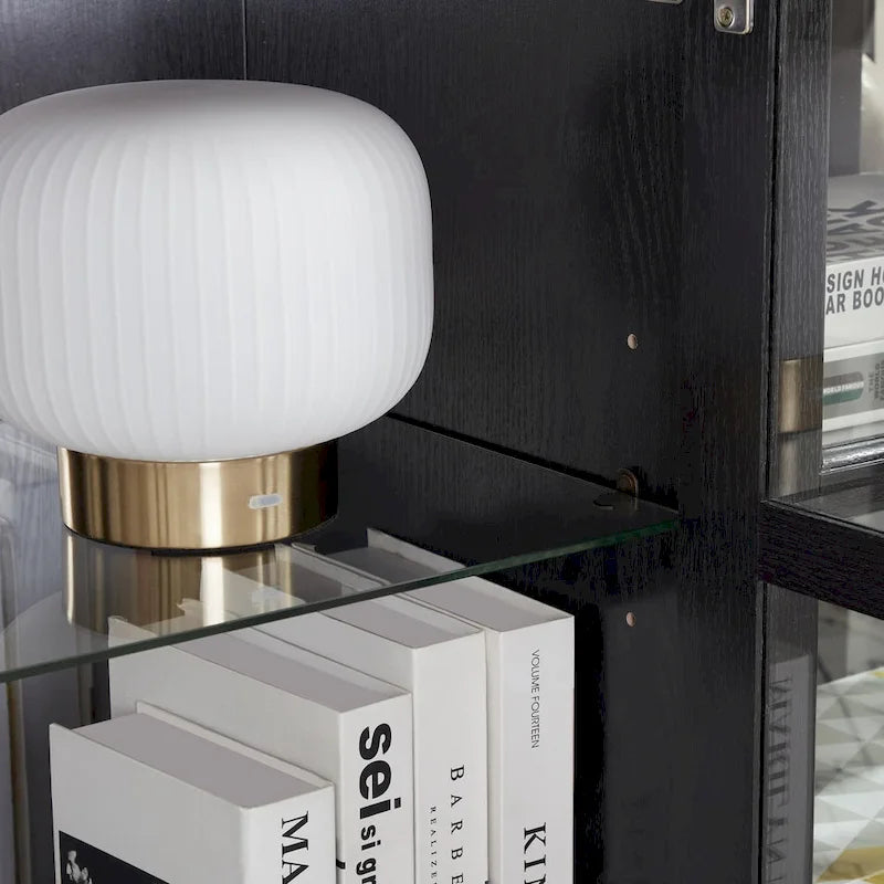 Vitrine d'exposition LED antique avec 4 portes en treillis en verre
