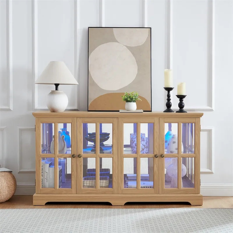 Vitrine d'exposition LED antique avec 4 portes en treillis en verre
