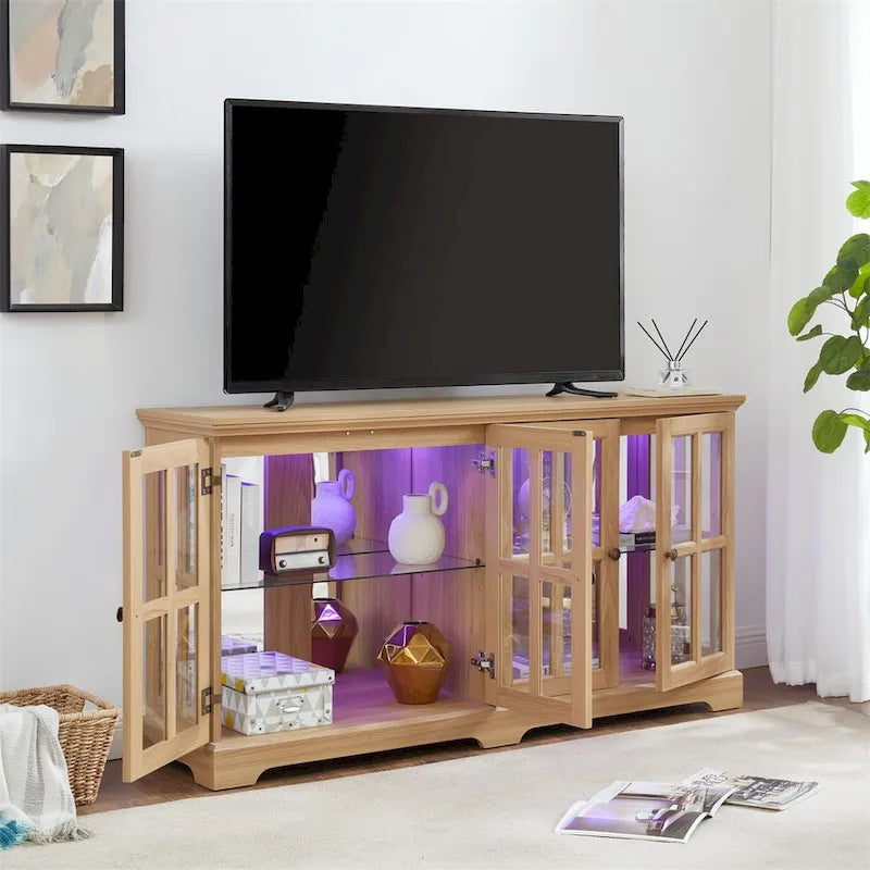 Vitrine d'exposition LED antique avec 4 portes en treillis en verre