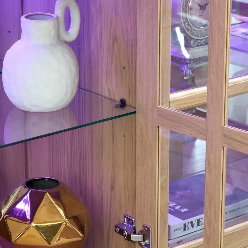 Vitrine d'exposition LED antique avec 4 portes en treillis en verre
