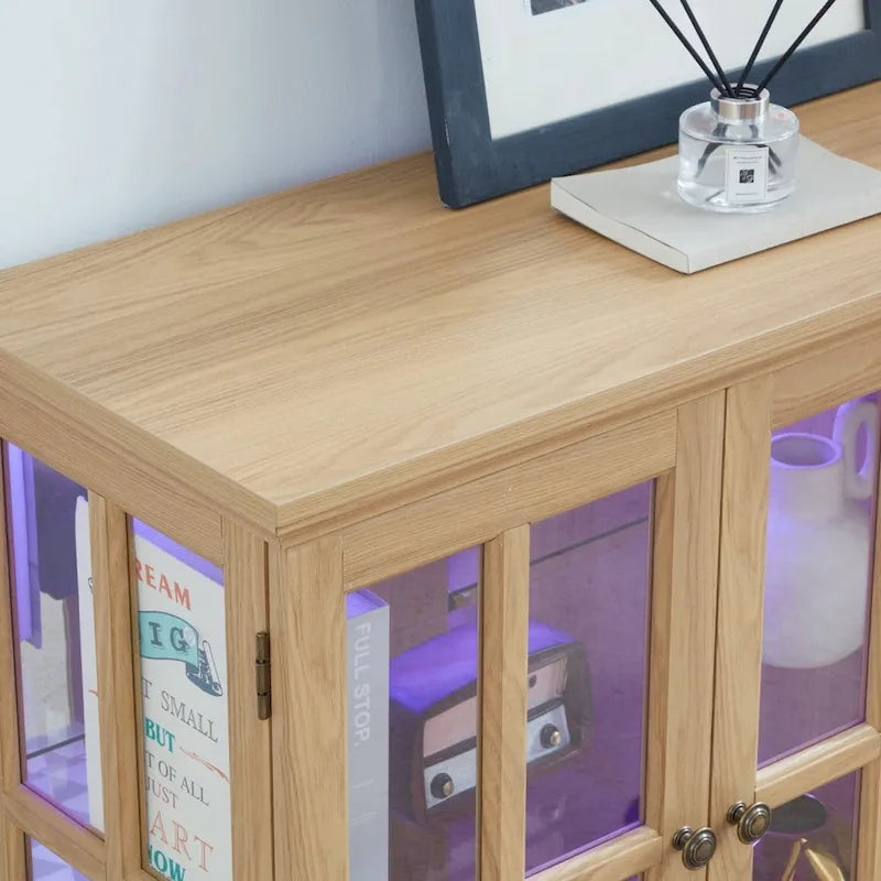 Vitrine d'exposition LED antique avec 4 portes en treillis en verre