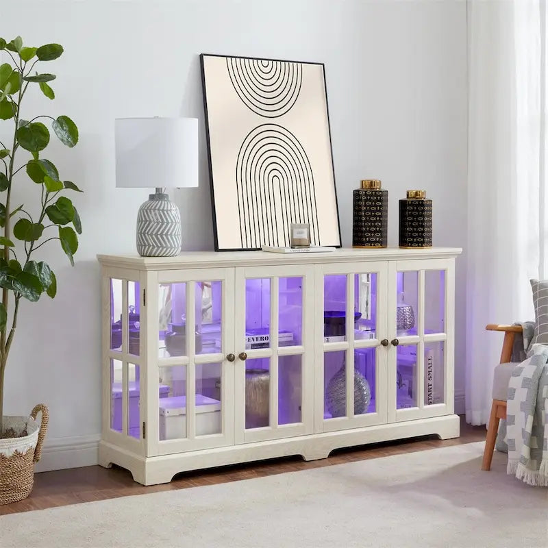 Vitrine d'exposition LED antique avec 4 portes en treillis en verre