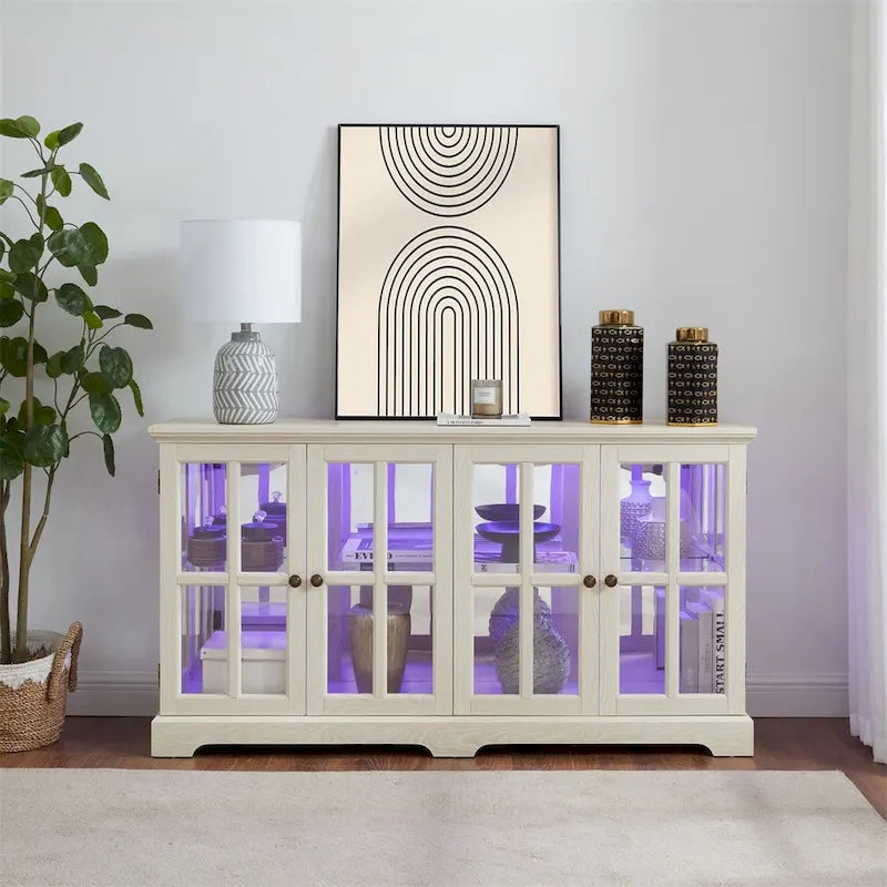 Vitrine d'exposition LED antique avec 4 portes en treillis en verre