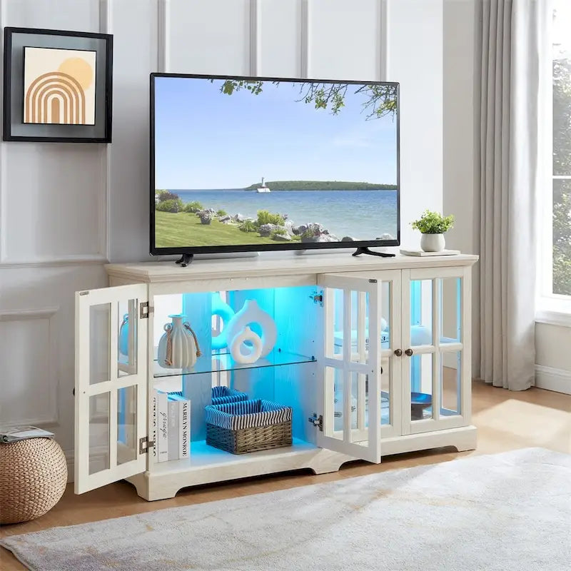 Vitrine d'exposition LED antique avec 4 portes en treillis en verre