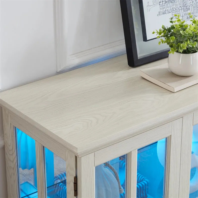 Vitrine d'exposition LED antique avec 4 portes en treillis en verre