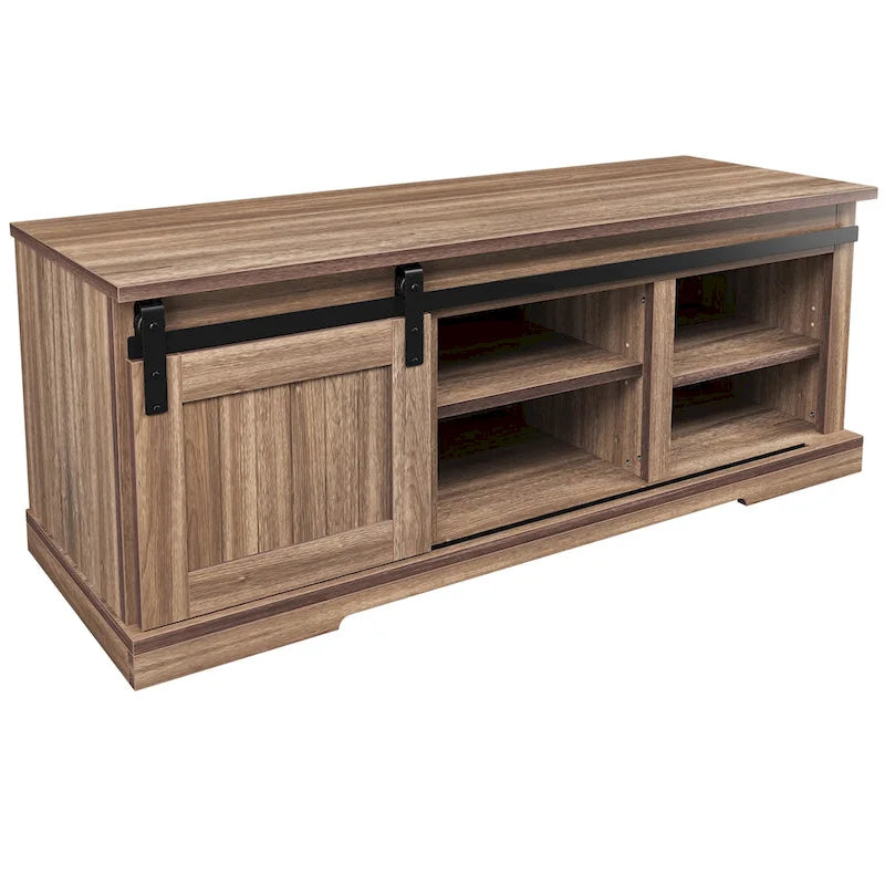 Banc de rangement avec porte coulissante et étagère réglable