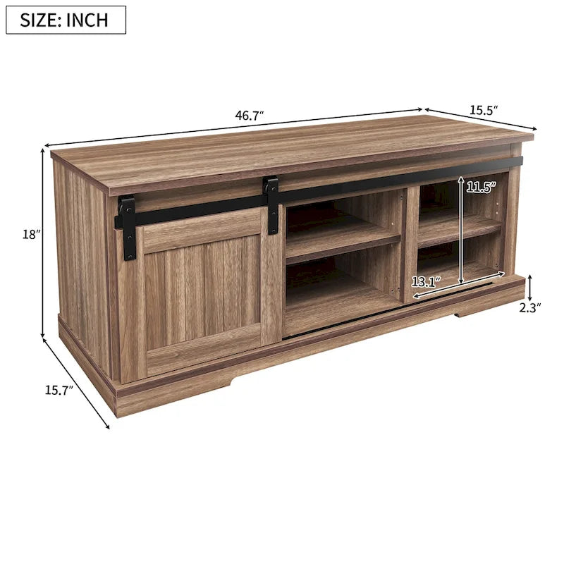 Banc de rangement avec porte coulissante et étagère réglable